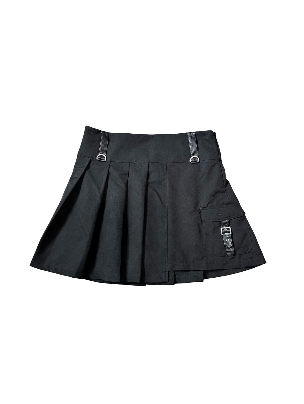 Killstar Women's 2XL Pleated Mini Skirt w/Pocket Black Goth Alt Buckle Witchy